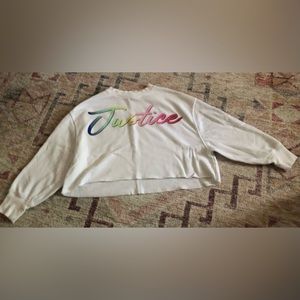 Justice White crop sweatshirt. Girls size 7/8 youth